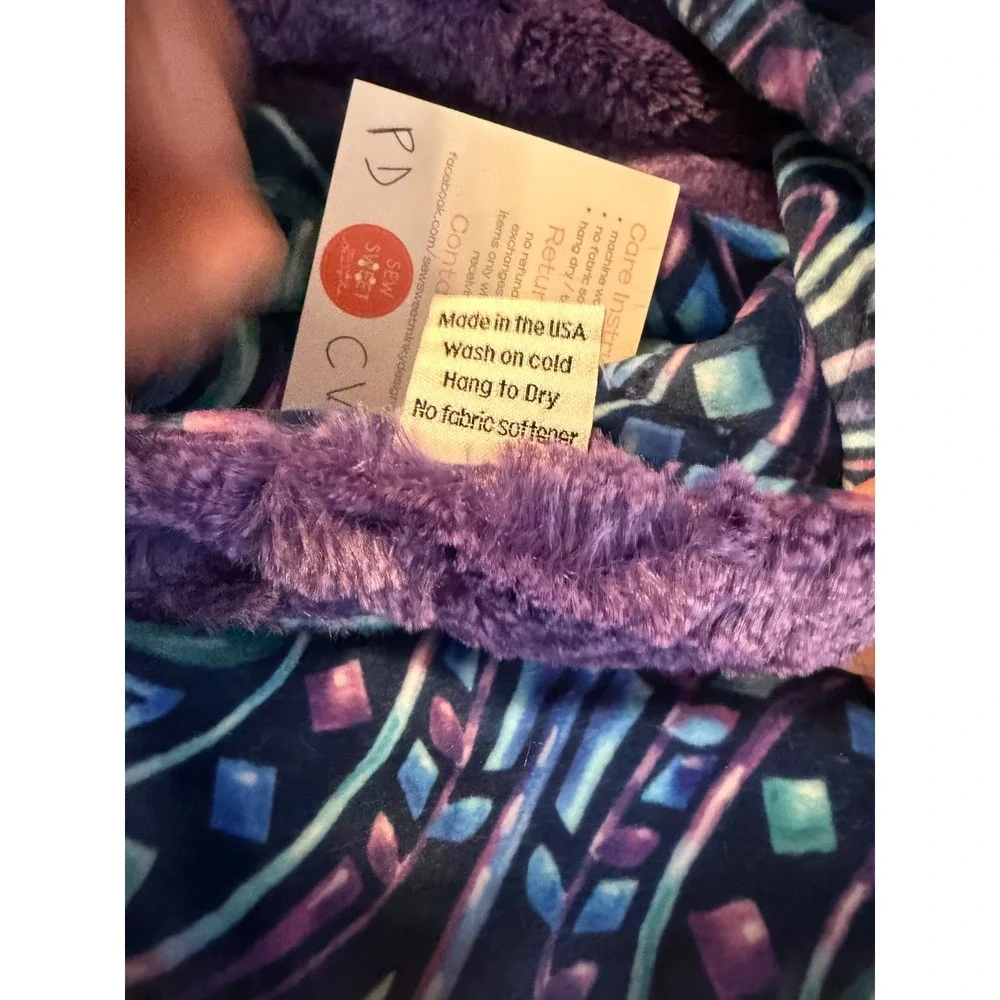 Sew Sweet Minky Designs 70x58 Blanket Purple Blue Stained Glass Mandala NEW